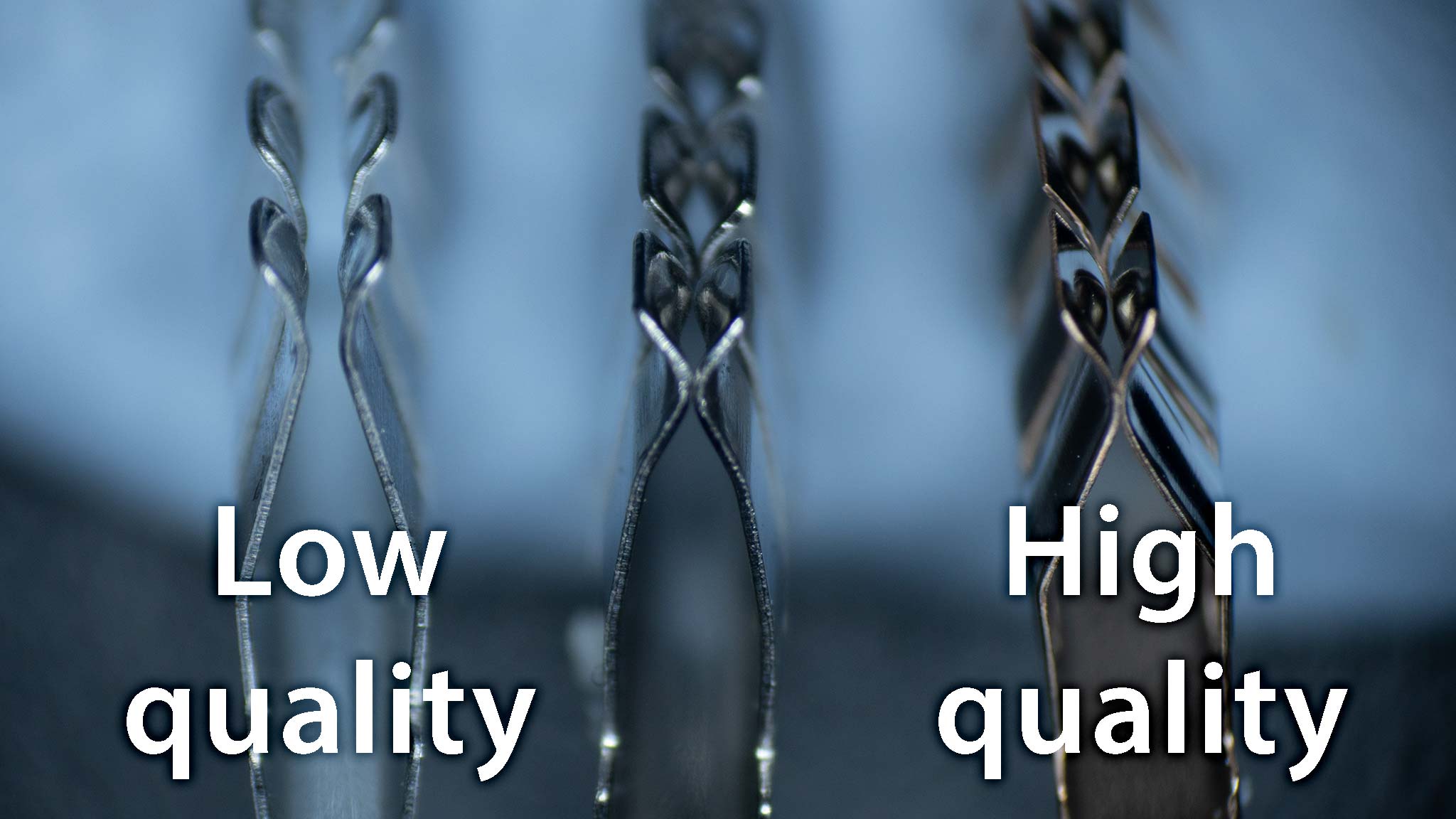 Comparison of conductors removed from breadboards of differing quality